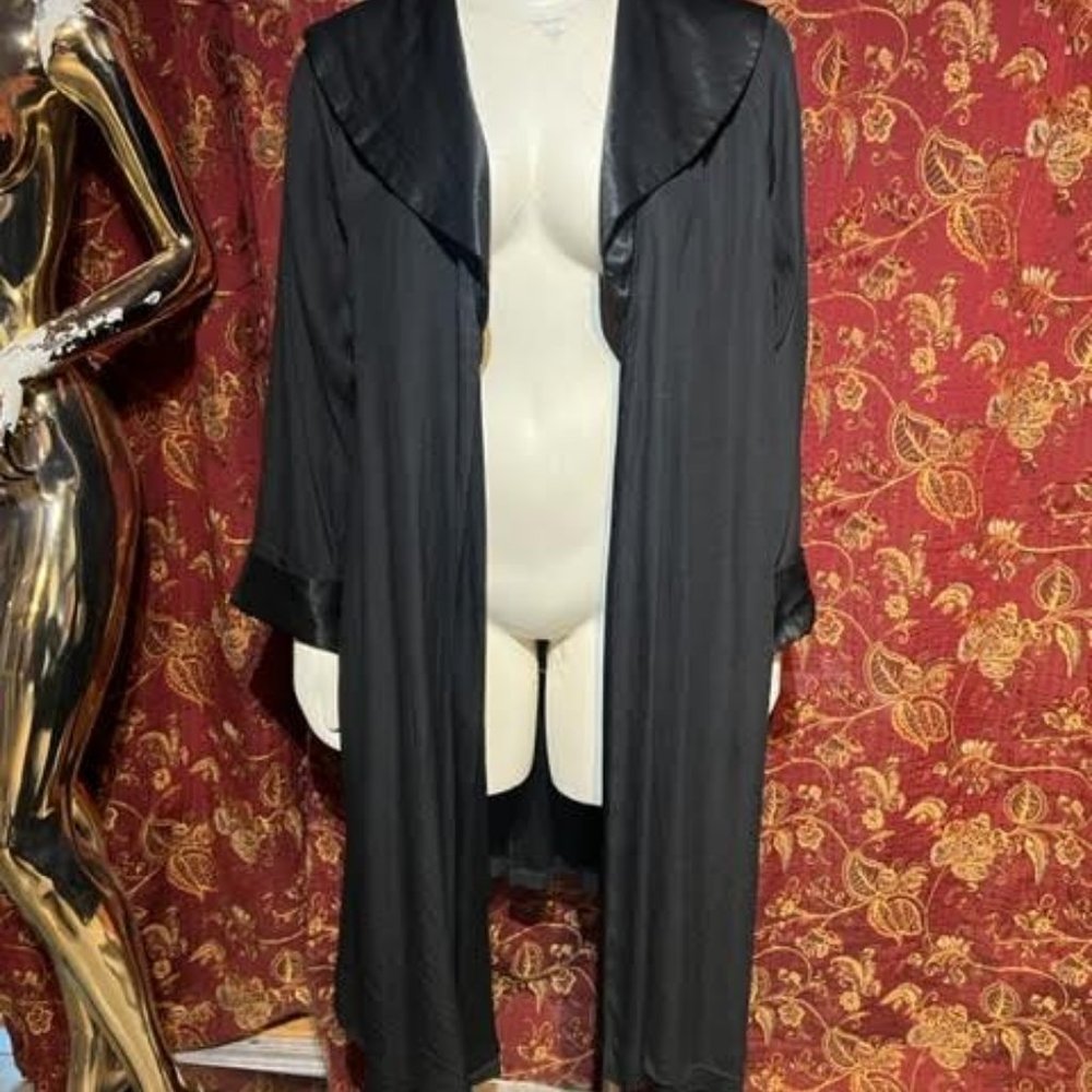 Vintage Long Black Satin Jacket